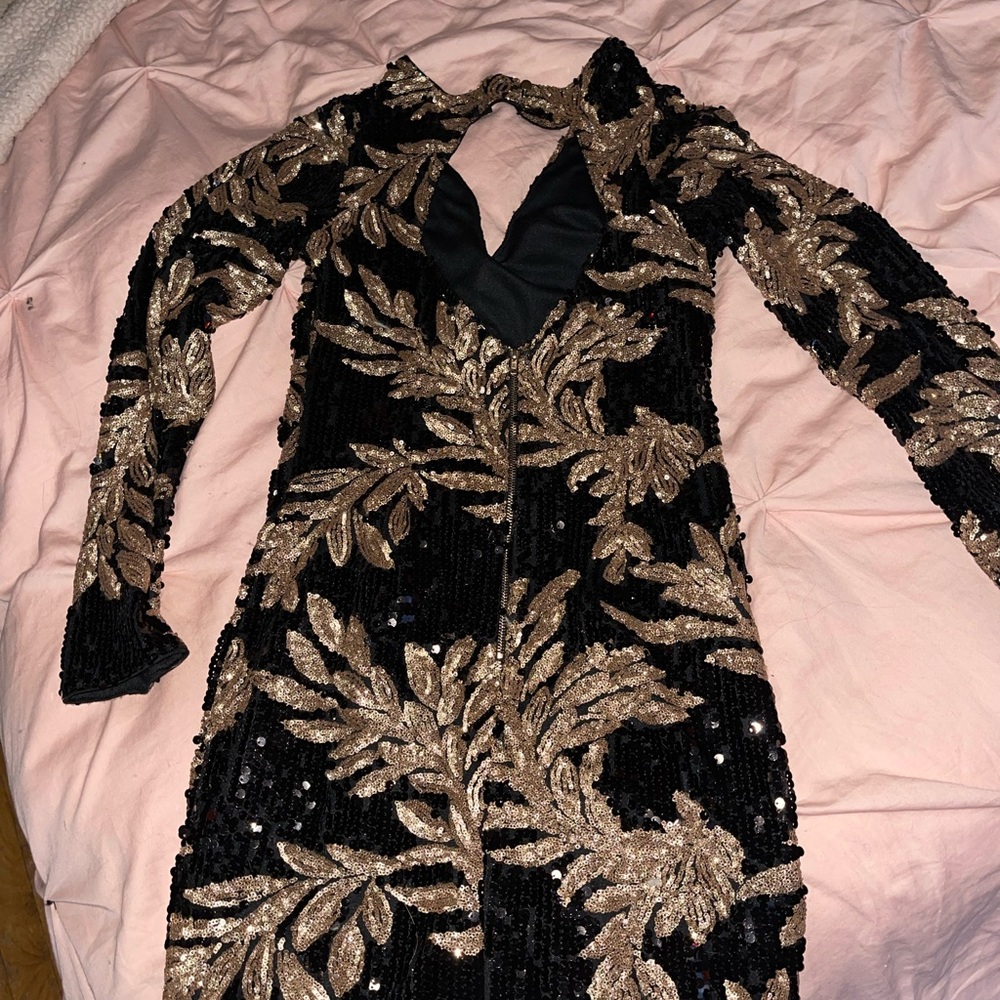 Black and gold sequins holiday dress